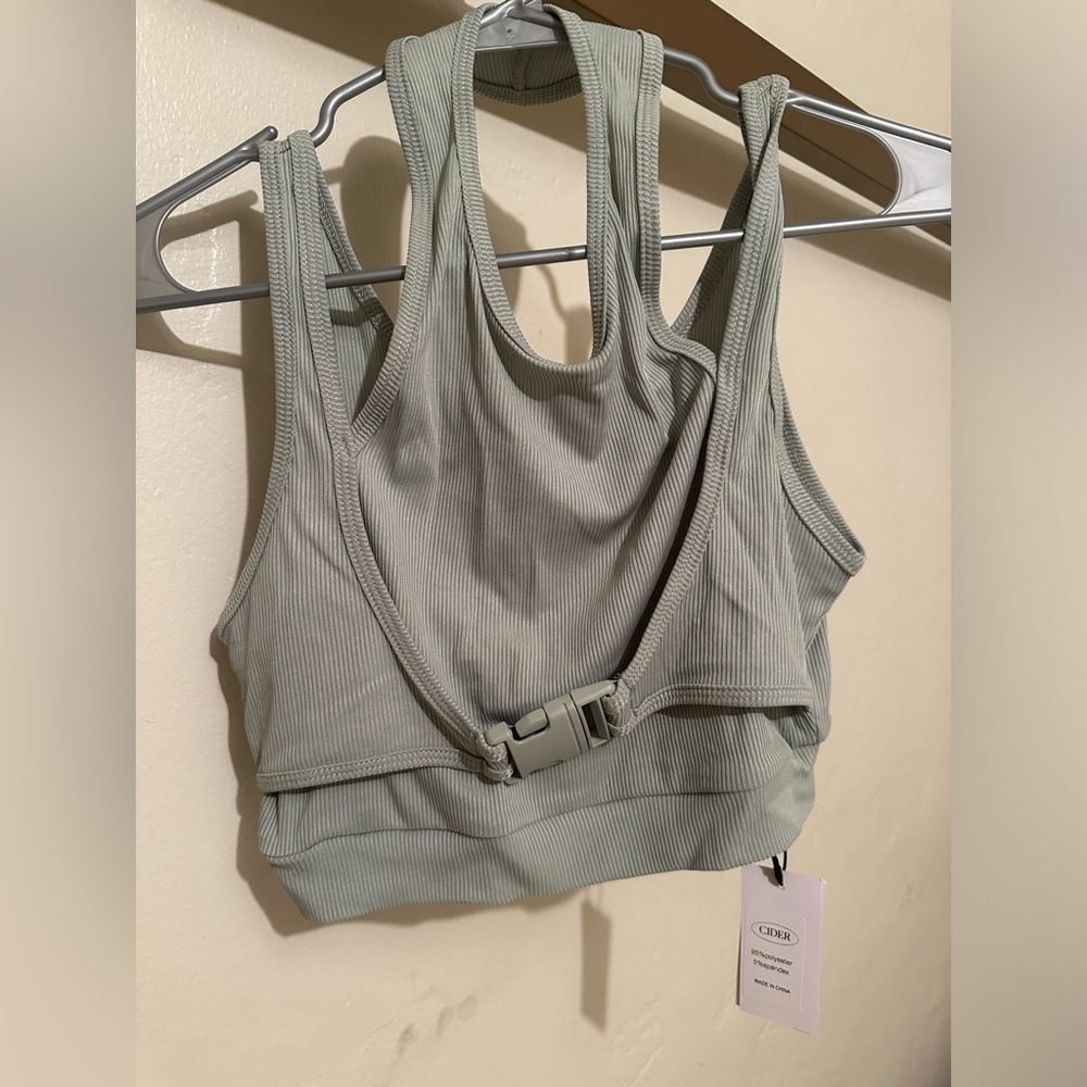 CIDER NEW WITH TAGS blue buckle belt top